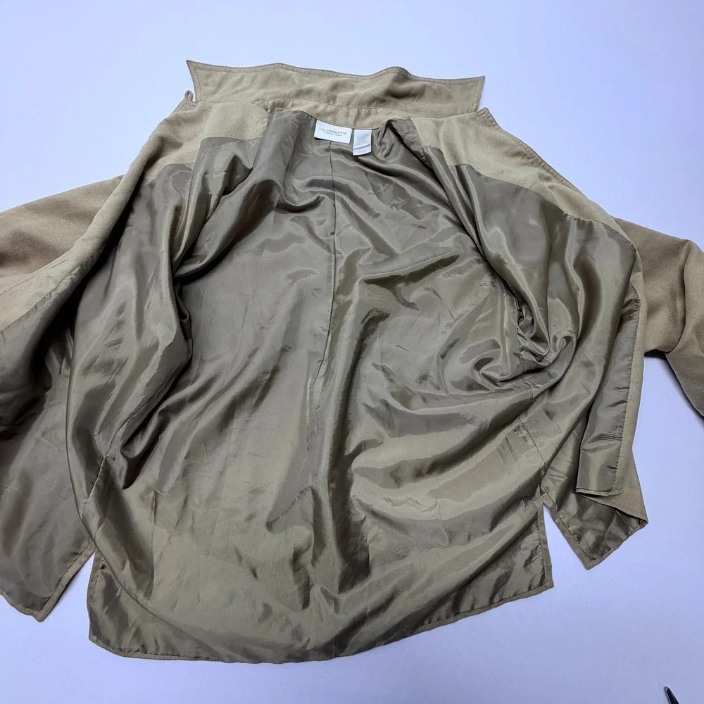 Liz Claiborne Lizwear Olive Green Faux Suede Shirt Jacket Shacket Medium